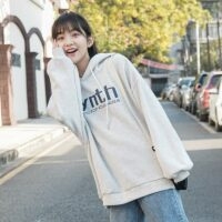 Japanse Harajuku eenvoudige stijl grijze hoodie All-match kawaii