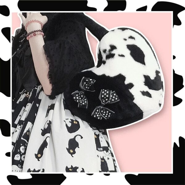 Cute Lolita Milk Cows Plush Shoulder Bag All-match kawaii
