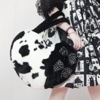 Cute Lolita Milk Cows Plush Shoulder Bag All-match kawaii