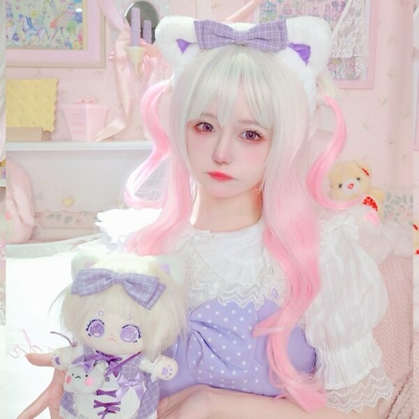 Simpatico cerchietto Lolita con orecchie di orso di peluche 3