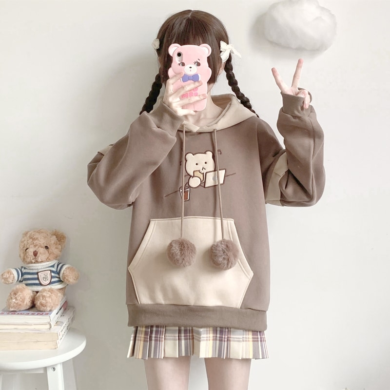 Cute cartoon bear hooded braces skirt from Fashion Kawaii