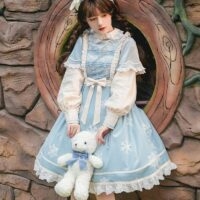 Vestido de lolita para niñas dulces plisado con estampado kawaii Falso Dos Piezas kawaii