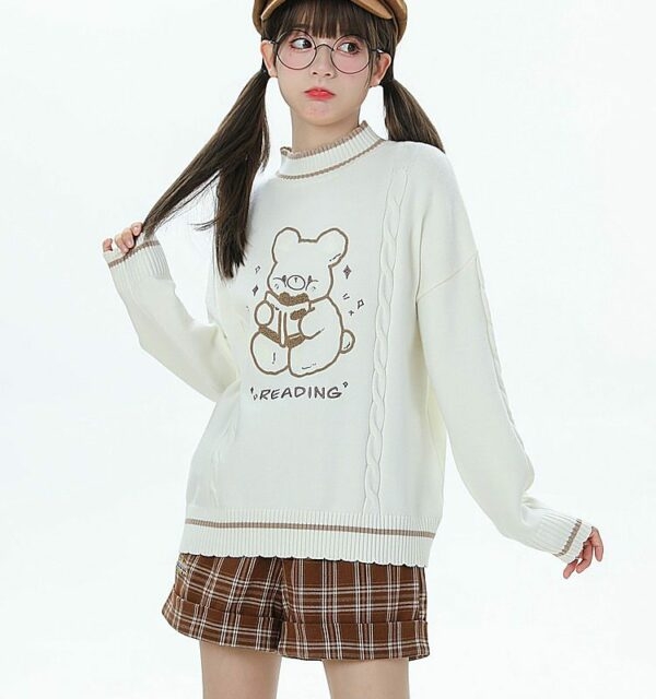 Soft Girl Cute Bear Pullover Sweater bear kawaii