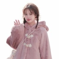Lindo abrigo corto rosa estilo japonés suave para niña abrigo algodon kawaii