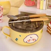 Cute Cartoon Rabbit Stainless Steel Ramen Bowl Cute kawaii