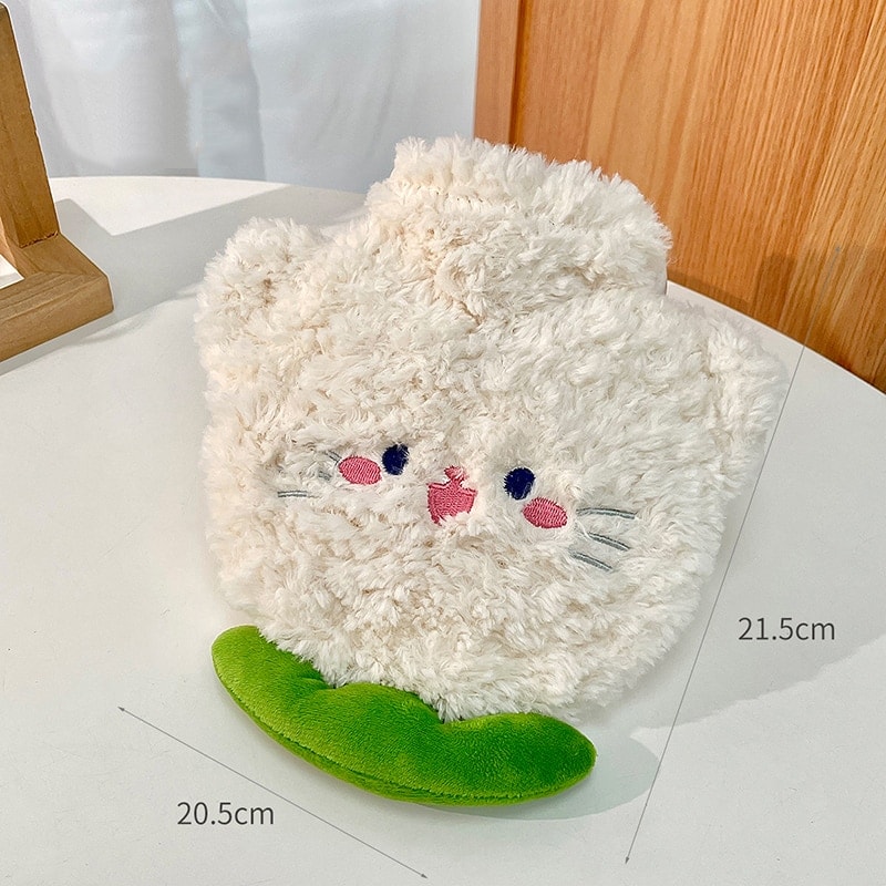 Cute Soft Bottle with Plush Hot Water Cosy Kids Warm Fluffy Lamb Wool Cover