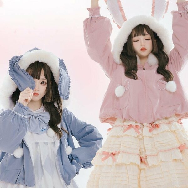 Kawaii Lolita konijnenoren korte jas herfst kawaii