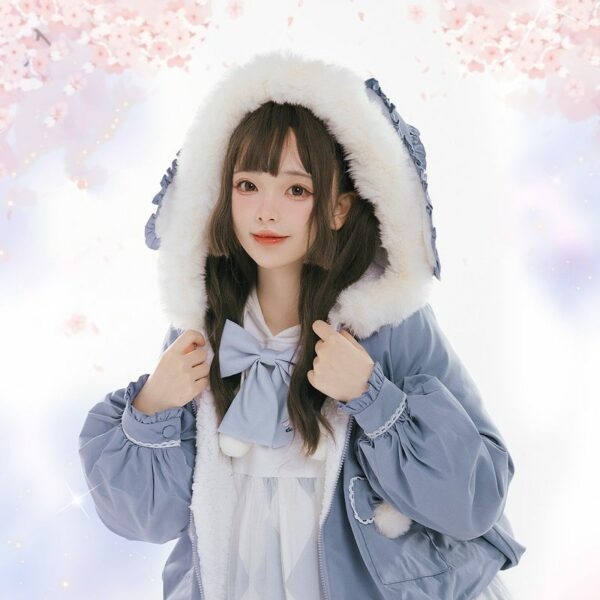 Короткое пальто Kawaii Lolita с кроличьими ушками осень каваи