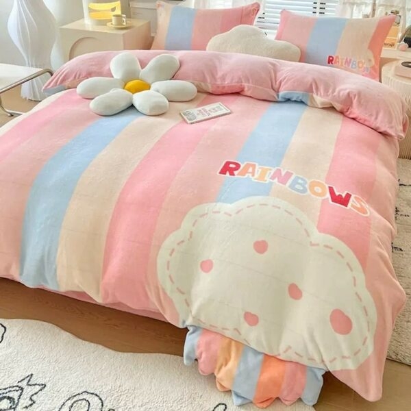Симпатичный комплект постельного белья в пастельных тонах Kawaii Комплект постельного белья каваи
