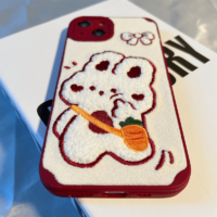 Kawaii Plush Embroidery Rabbit IPhone Case - Kawaii Fashion Shop | Cute ...