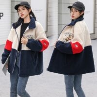 日本の森ガールスタイルの配色刺繍ジャケットコートかわいい