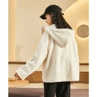 Aksamitny płaszcz Kawaii w stylu koreańskim All-Match Plus jesienne kawaii