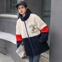 日本の森ガールスタイルの配色刺繍ジャケットコートかわいい