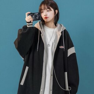 American Vintage Color-Blocking All-Match Coat All-match kawaii