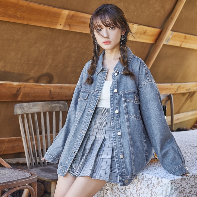 Korean Style Girl Short Denim Jacket - Kawaii Fashion Shop | Cute