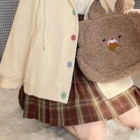 Japanse Mori Girl-stijl snoepkleurig geborduurd jasje Snoep Gekleurde kawaii