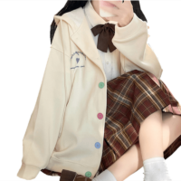 Giacca ricamata color caramello stile giapponese Mori Girl Kawaii color caramella