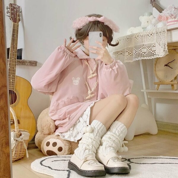 Kawaii Pink Hooded Jacket Cute kawaii