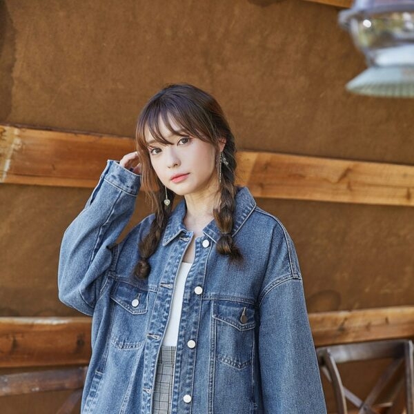 Jaqueta jeans curta estilo coreano para meninas outono kawaii