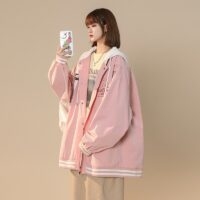 Kawaii Fashion Mori Girl Style Różowa bluza z kapturem jesienne kawaii