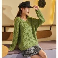 Модный свободный свитер для девочек с поворотным дизайном осень каваи