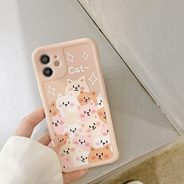 Capa para iPhone da família de gatos Kawaii Sweet Smile Kawaii fofo