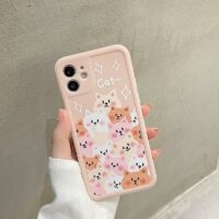 Familia de gatos Kawaii Sweet Smile Funda y vinilo para iPhone lindo kawaii