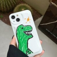 Зеленый чехол с изображением динозавра Kawaii Graffiti для iPhone Мультфильм каваи