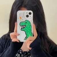 Зеленый чехол с изображением динозавра Kawaii Graffiti для iPhone Мультфильм каваи