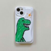 iPhonehoesje van de Dinosaurus van Kawaii Graffiti Groen Cartoon-kawaii