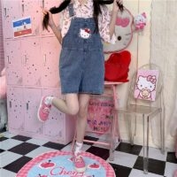 Japanese Retro Hello Kitty Bib Shorts bib shorts kawaii