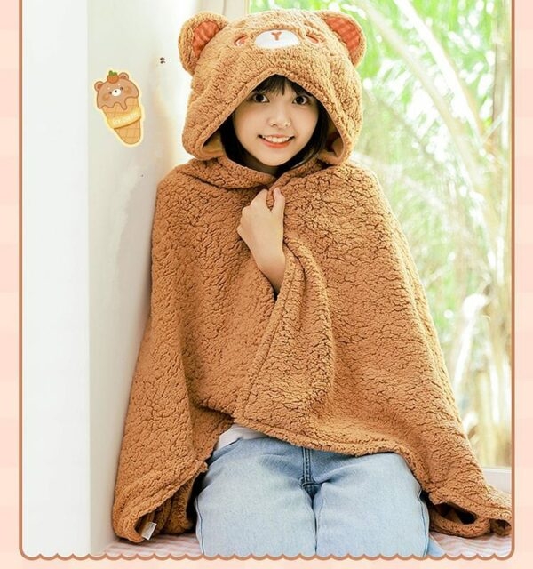 Cobertor xale de urso fofo Kawaii outono kawaii