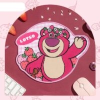 Tappetino per mouse Kawaii con orsetto rosa fragola Cartone animato kawaii