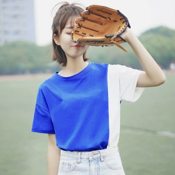카와이 하라주쿠 스티치 블루 티셔츠 파란색 티셔츠 귀엽다