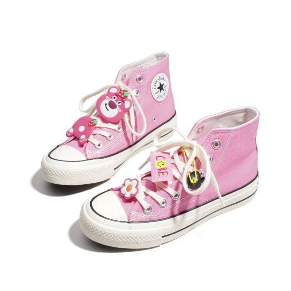 Chaussures montantes en toile roses, Style Kawaii ins automne kawaii