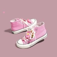 Kawaii ins Style Różowe buty płócienne z wysoką cholewką jesienne kawaii