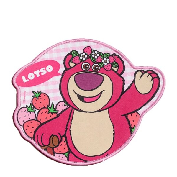 Mouse Pad Urso de morango rosa fofo Kawaii Desenho animado kawaii