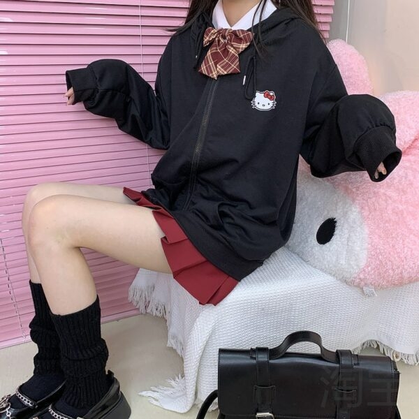 かわいい日本の子猫のフード付きセーターオールマッチカワイイ