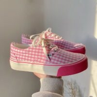 Zapatos de lona de lunares Sakura rosa estilo Ulzzang Kawaii todo fósforo