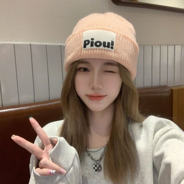 Korean Soft Girl Pink Knitted Hat autumn kawaii