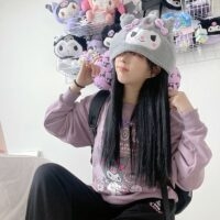 Kawaii Sanrio Kurumi hoodie met ronde hals herfst kawaii