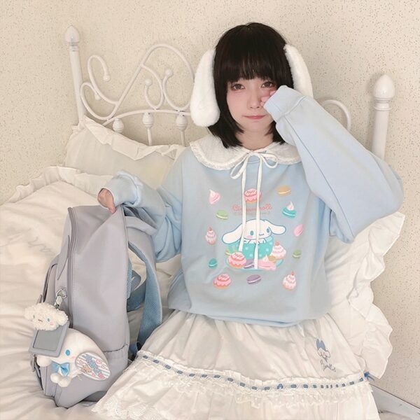 Kawaii Sanrio auktoriserad Cinnamoroll Prints Pullover Sweatshirt höst kawaii