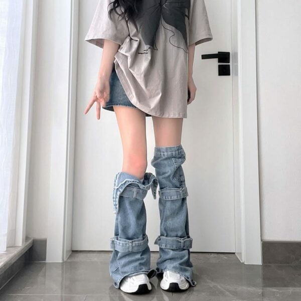 Moda americana gostosa meias jeans lavadas Kawaii americano