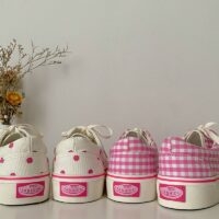 Zapatos de lona de lunares Sakura rosa estilo Ulzzang Kawaii todo fósforo