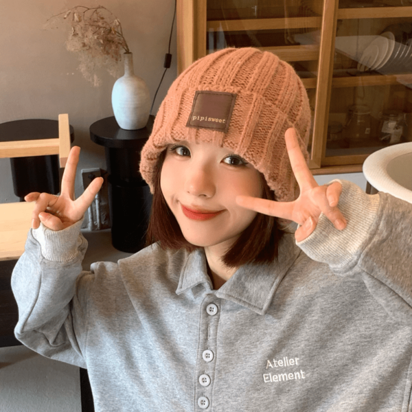 Chapéu de malha estilo japonês macio para meninas Kawaii completo
