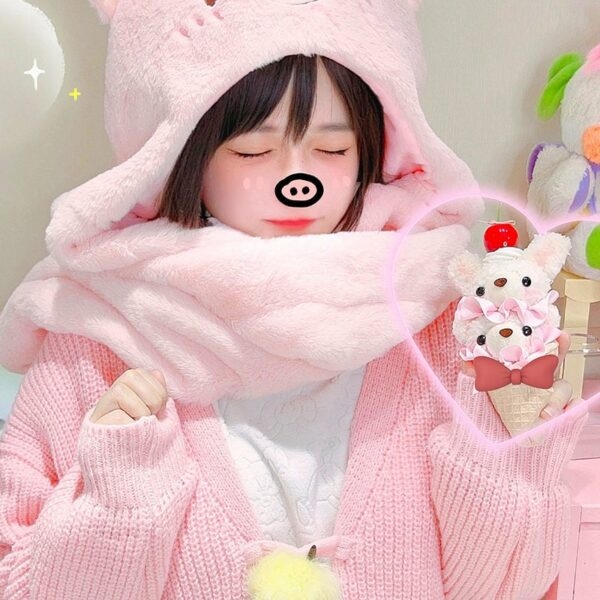 Kawaii Cute Pink Piggy Plush Hat 1
