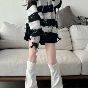 Chaussettes japonaises à tricoter Y2K, ensembles de mollets kawaii