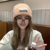 韓国のソフトガールピンクニット帽秋かわいい
