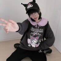 Kawaii Sanrio Kurumi hoodie met ronde hals herfst kawaii