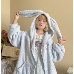 Плюшевый свитер с капюшоном Kawaii Cute Rabbit Ears осень каваи